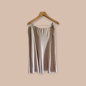 Talbots Womens Striped Beige Midi Skirt